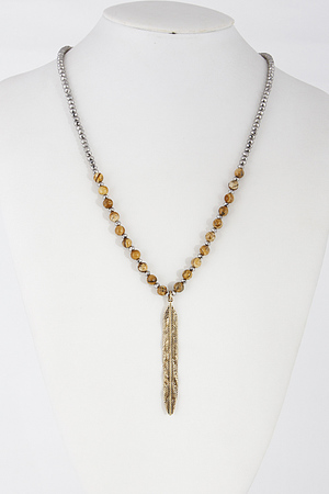 Half Bead Necklace With Leaf 6EAE3